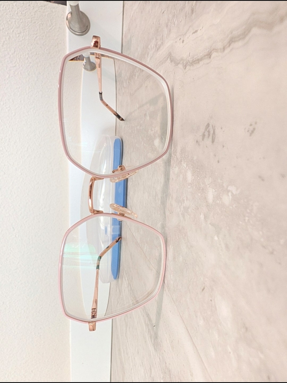 Pink Rim Rose Gold Metal Oversized Eyeglasses